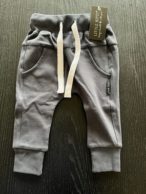 Little Bipsy Charcoal Gray Kids Jogger Pants with White Drawstring 3-6 months